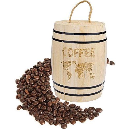 NszzJixo9 Wood Coffee Bean Container - Fresh Coffee Bean Airtight Container Wooden For Coffee Beans Grounds, Storage Jar with Airtight Seal Bamboo Lid