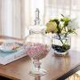 Transparent Candy Jar Wedding Party Table Decoration Dessert Storage Bottles Candy Storage Cans Lead Free Glass Tanks Covered,F
