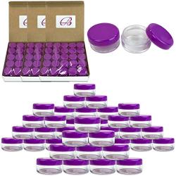 Beauticom 5G/5ML Round Clear Jars with Purple Lids for Cosmetics, Medication, Lab and Field Research Samples, Beauty and Health Aids - BPA Free (Quantity: 200 Pieces)