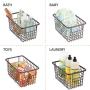 mDesign Modern Farmhouse Deep Metal Wire Storage Organizer Bin Basket with Handles for Kitchen Cabinets, Pantry, Closets, Bedrooms, Bathrooms, Laundry Rooms, Garages - 5.25" High, 4 Pack - Bronze