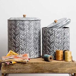 Galvanized Kitchen Canisters - Durable Storage Jars with Tight Lids for Food Storage and Organization - Set of 2