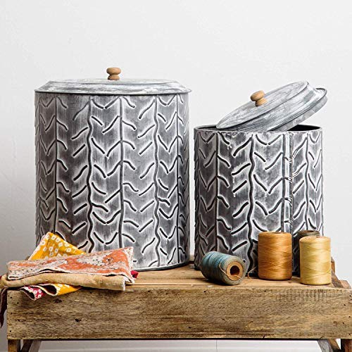 Galvanized Kitchen Canisters - Durable Storage Jars with Tight Lids for Food Storage and Organization - Set of 2