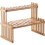 Dygzh Seasoning Rack Spice Rack 2 Layer Bamboo Spice Rack Free Standing Height Adjustable Kitchen Countertops Organizer Spice Jar and Bottle Storage Freestanding Spice Rack