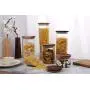 Hochwertige Tall Clear Glass Lebensmittelbehälter mit Luftdichten Holzlids, Küchentopf, Spaghetti-Pasta-Glas, Mehl-Cereals-Zucker-Behälter, Tee-Kaffeebandung, BPA-frei, 63 oz, 1 Stück, 63 fl oz