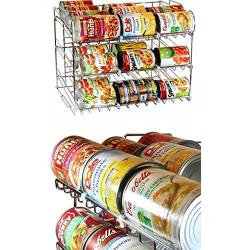 Stackable Chrome Finish Can Rack Organizer - Food Storage - Designed for Cupboard, Pantry, and Cabinet- Perfect for Anywhere Around the Kitchen