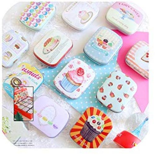 1Pc Square Mini Iron Storage Box For Wedding Sugar Jewelry Cosmetic Pill Cases Tin Boxes Headset Storage Jar Room Organizer,Random Send