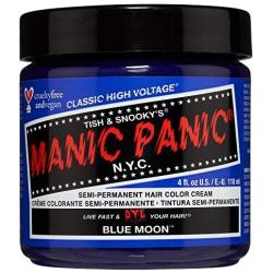 Manic Panic Blue Moon Hair Dye - Classic High Voltage - Semi Permanent Hair Color - Bright, Cool, True Blue Shade - For Dark & Light Hair - Vegan, PPD & Ammonia-Free - For Coloring Hair on Women & Men