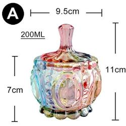 SOCOSY Royal Embossed Clear Glass Apothecary Jar With Lids , Candy Jar Containers Wedding Candy Buffet Jars Crystal Jewelry Box Food Jar 7oz