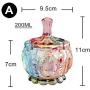 SOCOSY Royal Embossed Clear Glass Apothecary Jar With Lids , Candy Jar Containers Wedding Candy Buffet Jars Crystal Jewelry Box Food Jar 7oz