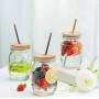 Mason Jar Lids with Straw, ECO Reusable Bamboo Lids, Wide Mouth Mason Jar Tumbler Lids, Mason Jar Tops with 2 Reusable Stainless Steel Straw - 2 Packs