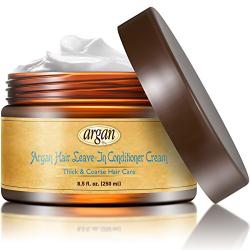 Vitamins Leave in Conditioner Cream - Indulgent Anti Frizz Conditioning for Curly Hair - Curl Defining Styling Detangler for Thick Coarse Natural Dry Damaged Hair (Moroccan Argan Oil)