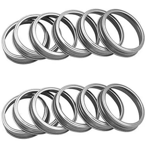 12 Stück Regular Mouth Mason Jar Ersatz Ringe/Bänder/Deckel YILEGOU Kohlenstahler, langlebig & rostfrei für Einmachen, Einlegen und Lagerung – 70mm