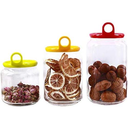YTF-Lead-free glass storage tank, dry fruit snack storage tank, fresh-keeping tank set of 3