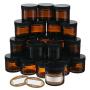 2 Oz Small Glass Jars with Air-tight Lids - 24 Pack Empty Little Glass Refillable Cosmetic Containers with Labels - Amber - BPA Free