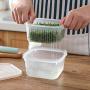 Green Onion Crisper，Fruit Green Onion Preservation Box Garlic Refrigerator Portable Plastic Fruit and Vegetable Container, Refrigerator Storage (gray)