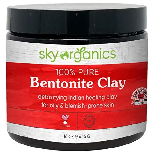 Masque Indien à l'Argile Bentonite 16oz – Argile Bentonite Pure et Naturelle 100% – Soin Visage Thérapeutique – Nettoyage Profond des Pores, Detoxifiant – Aide à l'Acné et au Raîsage – Fabriqué aux États-Unis