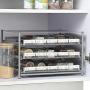Spice Rack Organizer for Cabinets Storage, Pull Out Spice Drawer Kitchen Organization Containers for 30-60 Glass Bottle, Slide Out Cabinet for Pantry, Makeup, Nail Polish, Medicine, Silver