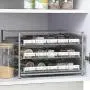 Schubladen-Organizer für Gewürzregale, Ausziehbare Gewürzschublade für Küche, Lagerregal, Make-up, Nagellack, Medikamente, Silber – Geeignet für 30-60 Glasflaschen
