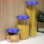 LOCGFF 3 Pack Glass Storage Jars with Sealed Lids, Bpa Free High Borosilicate Glass Cookies Jars, for Candy, Cookie, Rice, Sugar, Flour, Pasta, Nuts