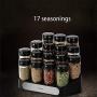 Spice Rack, Kitchen Food Grade Glass Seasoning Box Storage Large Capacity Kitchen Supplies Seasoning Jar Set Kitchen Storage Rack (Color : Silver, Size : One size)