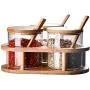 TNKML Glass Seasoning Jar Condiment Seasoning Jar Glass Seasoning Container, Spoon With Wooden Lid Storage Jar, Used For Kitchen Tea Coffee Sugar Salt TNKML Glass Seasoning Jar Condiment Seasoning Jar Glass Seasoning Container, Spoon With Wooden Lid Storage Jar, Used For Kitchen Tea Coffee Sugar Salt