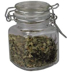 Home Basics Ludlow 3 oz. Glass Jar with Airtight Lid Clear Container Canister for Storage Organizer Spices, Herbs, Rubber Gasket, Gift Idea (ROSEMARY)