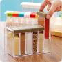 6ps/Set Spice Jar plastic Seasoning Box Kitchen Spice rack Storage Bottle rack storage Jars Transparent Plastic Seasoning Boxes,Multi