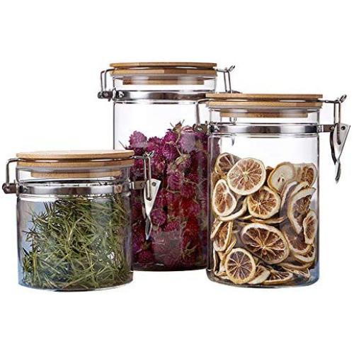 WANGLXST Food Storage Container Set, Durable Canister Jar, Perfect for Flour, Sugar, Cereals, Leakproof, Freezer/Dishwasher Safe, Transparent