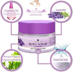 Salt & Oil Based Lavender Body Scrub for Women & Men, 14 Oz, Dead Sea Salts Exfoliator: Goodbye Blackheads, Ingrown Hairs and Acne! Soft Cleanser & Moisturizer with Natural & Organic Essential Oils