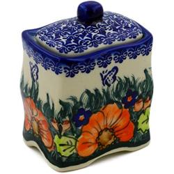 Polish Pottery 4?-inch Jar with Lid (Butterfly Splendor Theme) Signature UNIKAT + Certificate of Authenticity