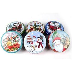 JKLcom Christmas Cookie Tins 12Pack Cookie Tin Box with Lids Empty Cookie Jar Storage Tins Christmas Cookie Gift Tins Round Cookies Food Candy Containers Organizers for Christmas Party Gift Giving