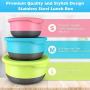 Pedeco Stainless Steel Food Storage Containers with Leak Proof Lids | BPA Free | Slip Resistant Bottoms | Reusable Snack Nesting Lunch Containers for Kids & Adults | Set of 3