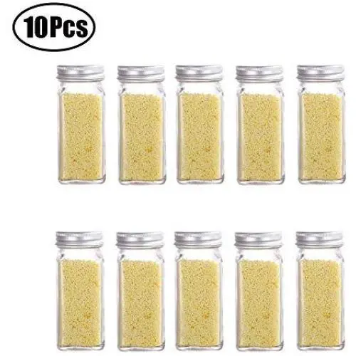 10er Set Leere Glas Gewürzgläser für Salz, Pfeffer und mehr, 4oz/120ml, Mit Siebleiste zum Abgießen/Einfüllen