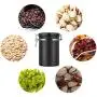 Manoch Kitchen Kaffeebeeren, Trockenblätter, Nüsse, Getreide, Mehl, Zucker Edelstahl Große Belüftbare Dose mit CO2-Ventil, Schwarz, Fassungsvermögen 1,8L, Abmessungen 19 x 12cm