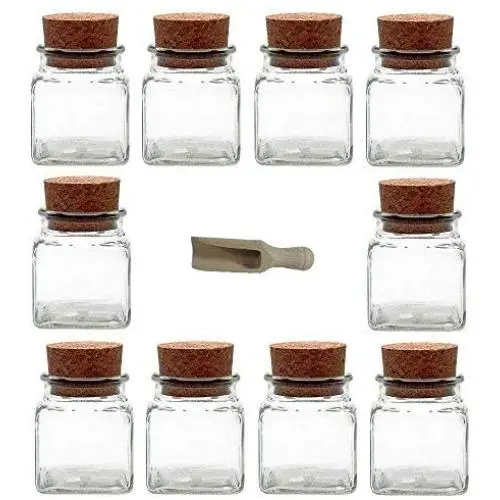 Viva Haushaltswaren 6 Glass Containers 150 ml with Cork Stoppers for Spices, Salt, Gifts, etc and Wooden Spice Scoop, Glass, 120 ml Viva Haushaltswaren 6 Glass Containers 150 ml with Cork Stoppers for Spices, Salt, Gifts, etc and Wooden Spice Scoop, Glass, 120 ml