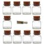 Viva Haushaltswaren 6 Glass Containers 150 ml with Cork Stoppers for Spices, Salt, Gifts, etc and Wooden Spice Scoop, Glass, 120 ml