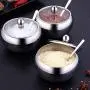 DUDDP Storage Spice lar set Stainless Steel Spice Jars,Storage Condiment Containers with Clear Top Lid Magnetic Spice Tins,Suitable for Restaurant/Kitchen, Etc,Kitchen supplies