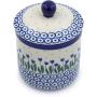 Polish Pottery 5?-inch Jar with Lid made by Ceramika Artystyczna (Water Tulip Theme) + Certificate of Authenticity