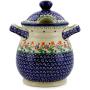 Polish Pottery Jar with Lid and Handles 8-inch Spring Flowers