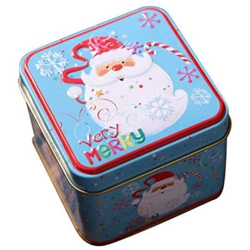 Merry Christmas!Fauean Tin Container Christmas Jar Gift for Children 4PCS Candy Cookie Storage Box Decorations Storage Box, Standard