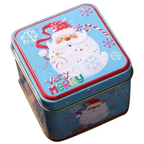 Frohe Weihnachten! Fauean Tin Container Weihnachtsgläser Geschenkbox für Kinder 4 Stück Süßigkeiten Cookie Lagerbox Dekoration Lagerbox, Standard