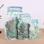 Gläserartige Aufbewahrungstaschen – Wiederverwendbar, Niedlich, Mit Reißverschluss – Packung mit 9 Taschen, Praktische Größe, Pop-Jar-Form, Tropical Palm Leaves Design, Wiederverwendbarer Speicherkorb, Snack-Beutel, wiederverwendbar.