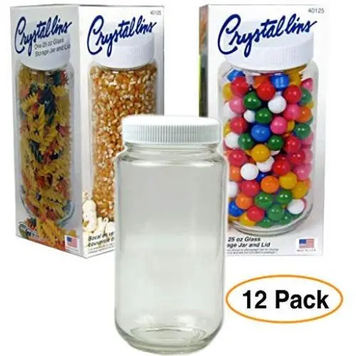 Bocal en verre de 25 oz (790 ml) avec couvercle – Pack de 12. Récipients polyvalents pour loisirs créatifs, bonbons, aliments, épices. Bocal en verre de 25 oz (790 ml) avec couvercle – Pack de 12. Récipients polyvalents pour loisirs créatifs, bonbons, aliments, épices.