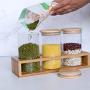 Glass Sealed Jars, Kitchen Household Grain Containers, With Display Stand, Storage Spices/Corn Flakes/Coffee Beans