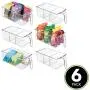 mDesign Kunststoff Küchenschränkchen-Kühlschrank Lebensmittel Lagerbehälter mit Griff – zur Organisation von Einzelverpackungen, Snacks, Lebensmitteln, Obst und Gemüse – Medium, 6er Pack – Klar
