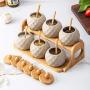 Ceramic Condiment Jar Set, Retro Spice Jars With Bamboo Lids Spoons Wooden Tray For Home Food Storage-a