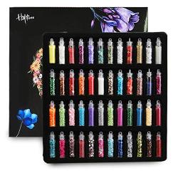 Happlee Nail Glitter, 48 Bottles Nail Art Supplies Kit, 3D Nail Art Decoration Glitter Powder, Body Makeup, Confetti DIY Design Accessories