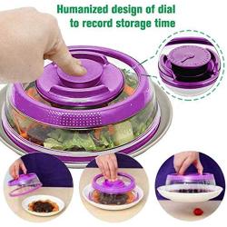 Mikilon Vacuum Air-tight Food Sealer Container Plate Platter Lid Fresh Cover Topper Dome, Stackable, Dishwasher and BPA Free (Purple)