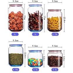 WH- Stained Glass Transparent Sealing Nut Milk Storage Tank Tea Classified Grains Of Various Sizes Storage Jar (Color : Pink, Size : 0.5L)