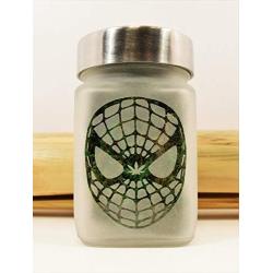 Stash Jar with Web Head and Cannabis Leaf Design - Air Tight, Smell Resistant Herb Storage Jar - 3" Tall x 2" Wide